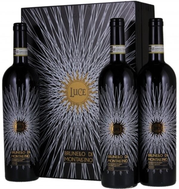 Confezione legno con 3 bottiglie di Luce Brunello di Montalcino DOCG 2015 – Frescobaldi